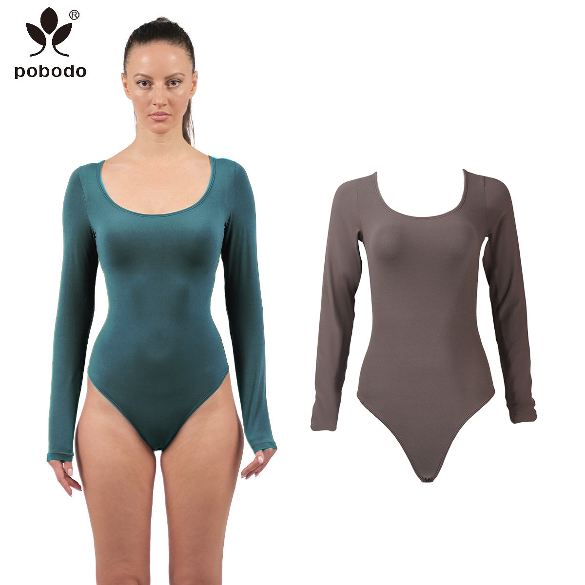 Round Neck Long Sleeved Brushed Warm Jumpsuit